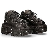 Amazon.com | New Rock Boots WALL106-S10 Unisex Metallic Black
